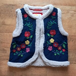 Mini Boden Embroidered Fleece Lined Vest